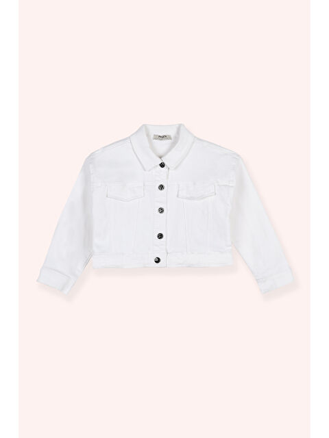 Panço Kız Çocuk Düğmeli Jean Beyaz Ceket - S000471055-20063