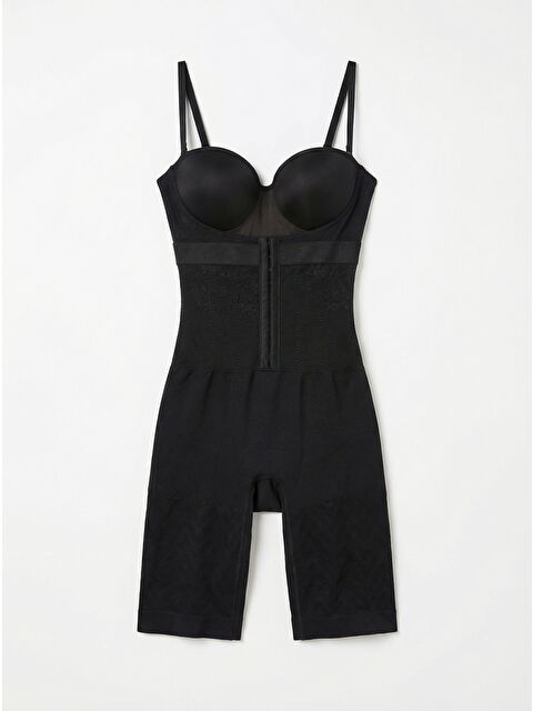 C&City C12093 Kadın Önden Agraflı Seamless Göğsü Açık Paçalı Korse Siyah - S000222285-19351