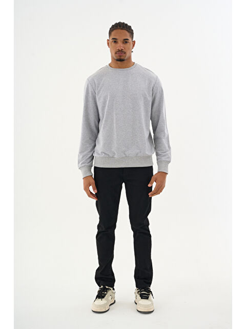 Süperlife Erkek Gri Bisiklet Yaka Ribanalı Regular Fit Sweatshirt spr26swk930 - S000458653-17308