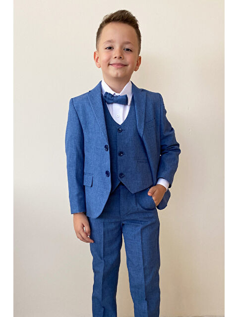 Pina Kids Erkek Çocuk Papyonlu Yelekli Takım Elbise TE.4000YY - S000274288-23093