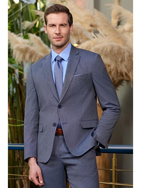 İMZA Kendinden Desenli Bez Ayağı Mono Yaka Tam Astar Esnek 6 Drop Slim Fit Takım Elbise 1001250168 - S000352840-21164