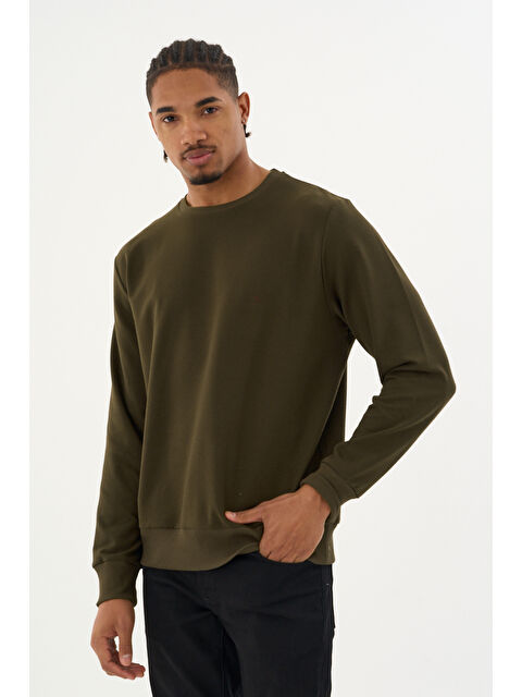 Süperlife Erkek Gri Bisiklet Yaka Ribanalı Regular Fit Sweatshirt spr26swk930 - S000458653-18547