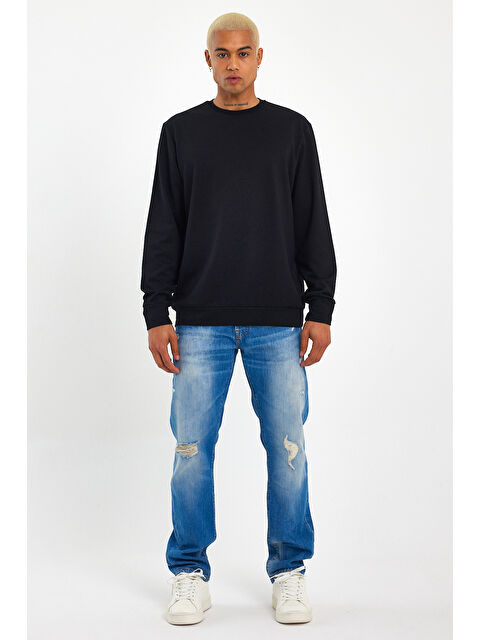 Süperlife Erkek Gri Bisiklet Yaka Ribanalı Regular Fit Sweatshirt spr26swk930 - S000458653-19351