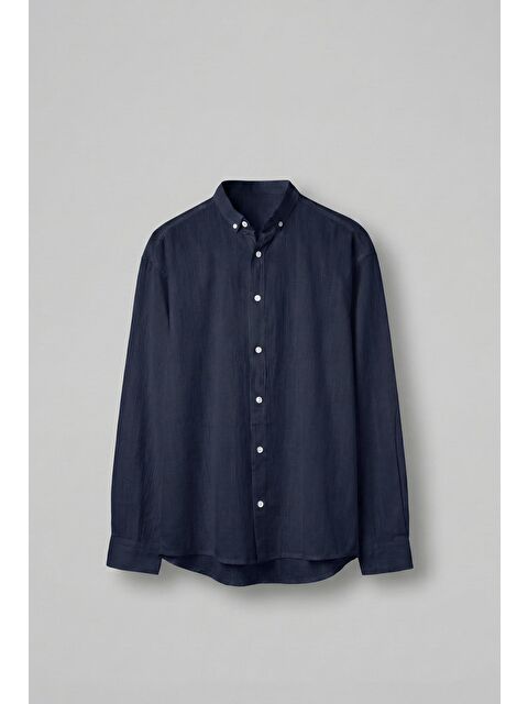 Abluka Online Erkek Relax Fit Rahat Kesim İnce %100 Pamuk Gömlek Lacivert - S000365703-21164