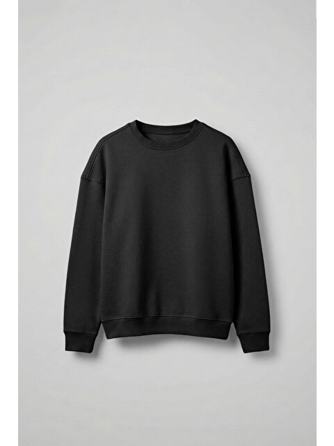 Abluka Online Erkek Oversize Bisiklet Yaka Basic Sweatshirt Siyah - S000481734-19351