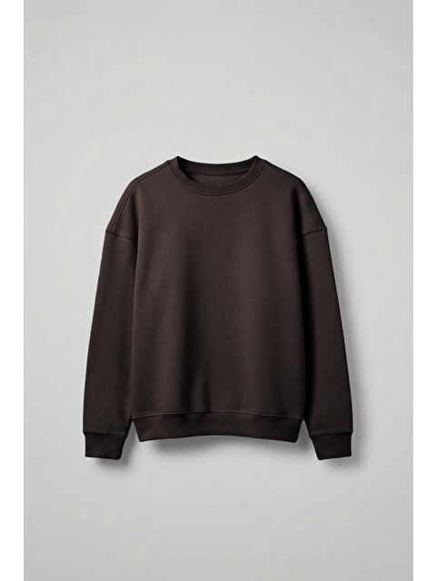 Abluka Online Erkek Oversize Bisiklet Yaka Basic Sweatshirt Kahverengi - S000481734-19413