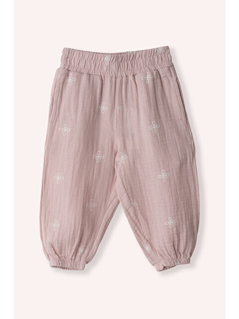 Panço Kız Bebek Nakışlı Müslin Pembe Pantolon - S000419768-20024