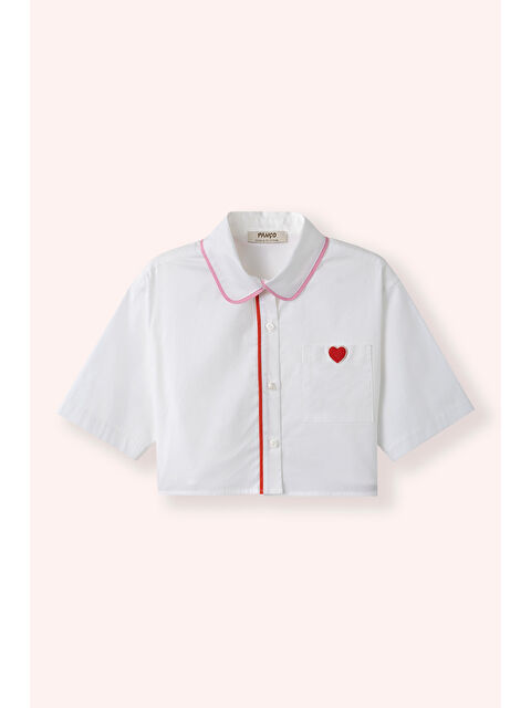 Panço Kız Çocuk Yakası Ve Patı Biyeli Kısa Kollu Beyaz Gömlek - S000447642-20063