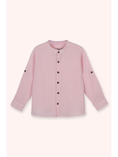 Panço Erkek Çocuk Uzun Kollu Müslin Pembe Gömlek - S000449084-20024
