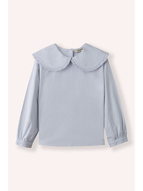 Panço Kız Çocuk Yaka Detaylı Mavi Bluz - S000421220-17234