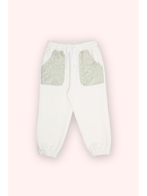 Panço Kız Bebek Beli Lastikli Ekru Eşofman Altı - S000395665-19965