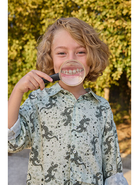 Panço Erkek Çocuk Baskılı Yeşil Gömlek - S000393785-18194