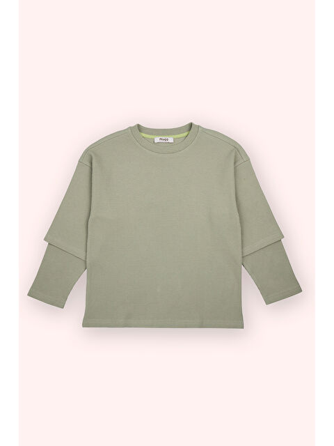 Panço Erkek Çocuk Uzun Kollu Haki Tişört - S000393769-18547