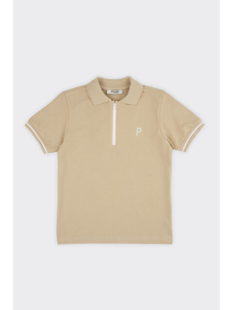 Panço Unisex Çocuk Kısa Kollu Bej Polo Yaka Tişört - S000245853-19928