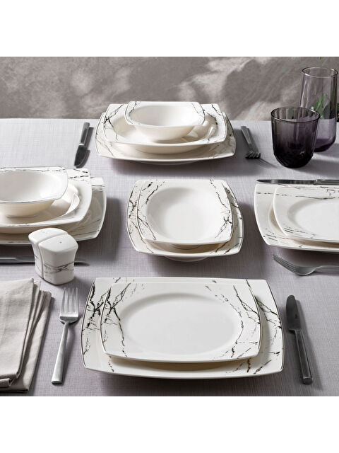 GÜRAL PORSELEN Caroline 54 Parça 12 Kişilik Yemek Takımı 66851 - S000483458-37646