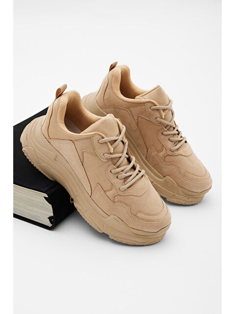 TONNY BLACK Kadın Bej Yüksek Taban Bağcıklı Spor Ayakkabı - S000053856-19928