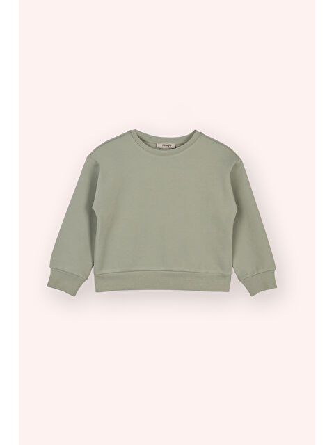 Panço Kız Çocuk Bisiklet Yaka Haki Sweatshirt - S000393836-18547