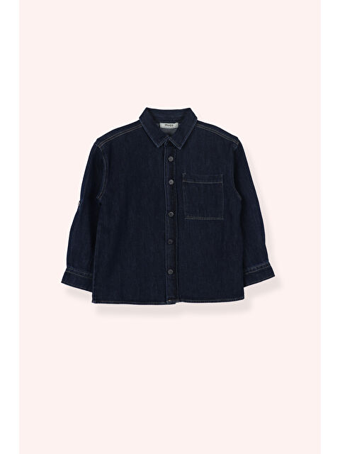 Panço Erkek Çocuk Baskı Detaylı Lacivert Jean Ceket - S000404090-21164