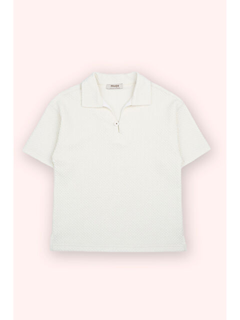 Panço Erkek Çocuk Polo Yaka Ekru Tişört - S000393771-19965