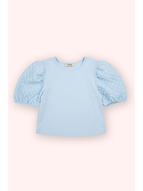 Panço Kız Bebek Kısa Kollu Mavi Tişört - S000393814-17234