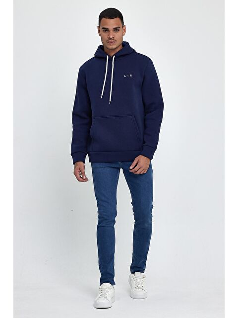 Süperlife Kapüşonlu Regular Fit İçi Polarlı 3 İplik Kalın Air Nakışlı Erkek Hoodie spr24sw07 - S000071921-21164
