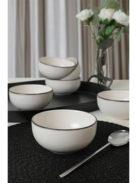 Keramika Siyah Fileli Bulut Çorba Kasesi 12 Cm 6 Adet - S000032012-20063