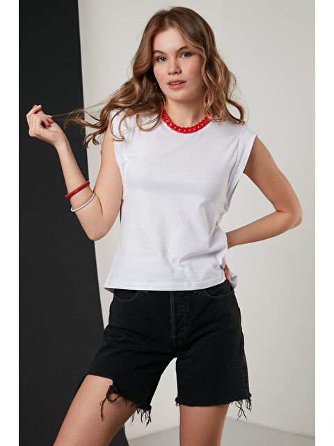 Lela Pamuklu Bisiklet Yaka Kolsuz Basic T Shirt 5864201 - S000001218-20063