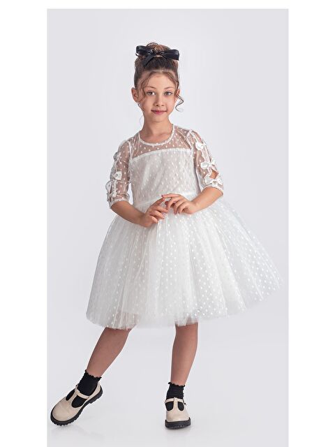 Mnk Baby & Kids Dantel Puanlı, Uzun Kol Prenses Kız Çocuk Elbise M00707 - S000398145-20063