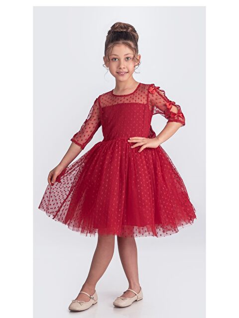 Mnk Baby & Kids Dantel Puanlı, Uzun Kol Prenses Kız Çocuk Elbise M00707 - S000398145-20045