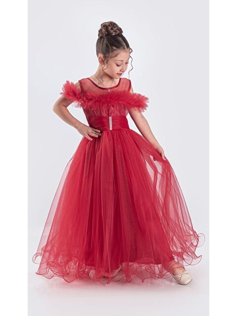 Mnk Baby & Kids Uzun Etek Kız Çocuk Robası Şifon Abiye M00723 - S000390100-20045