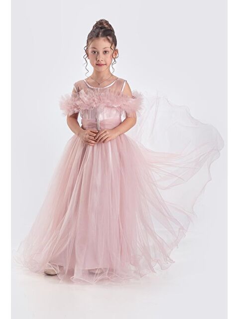 Mnk Baby & Kids Uzun Etek Kız Çocuk Robası Şifon Abiye M00723 - S000390100-7152