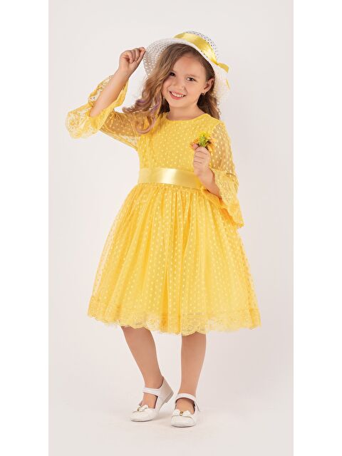 Mnk Baby & Kids Double Şapka Fiyonk Puantiyeli Dönem Elbise - S000398152-20072