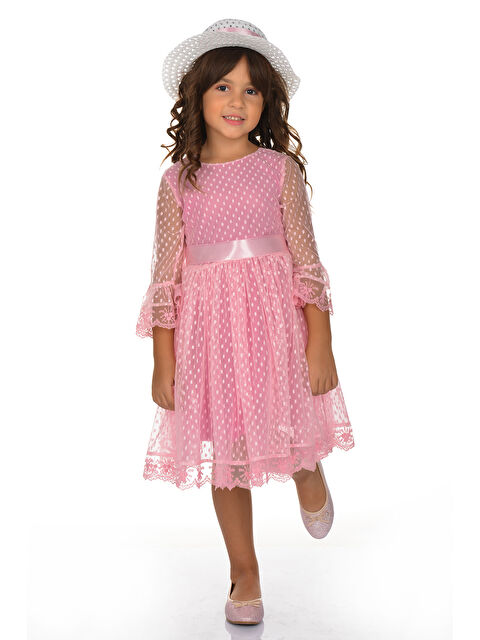 Mnk Baby & Kids Double Şapka Fiyonk Puantiyeli Dönem Elbise - S000398152-20024