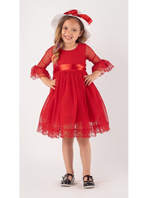 Mnk Baby & Kids Double Şapka Fiyonk Puantiyeli Dönem Elbise - S000398152-20045