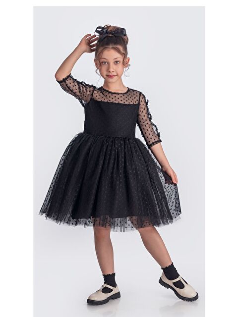 Mnk Baby & Kids Dantel Puanlı, Uzun Kol Prenses Kız Çocuk Elbise M00707 - S000398145-19351