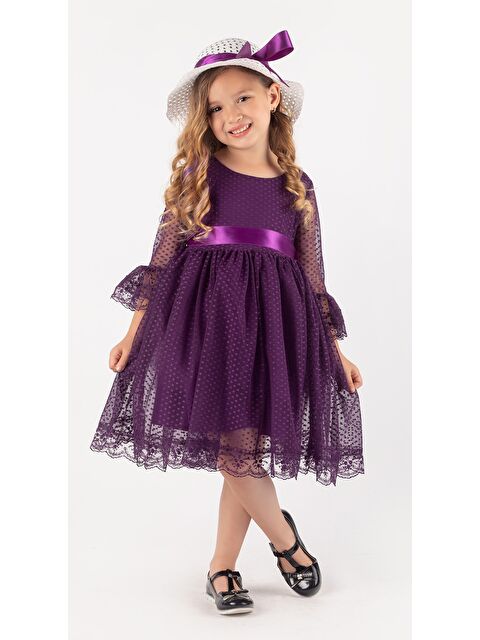 Mnk Baby & Kids Double Şapka Fiyonk Puantiyeli Dönem Elbise - S000398152-20036