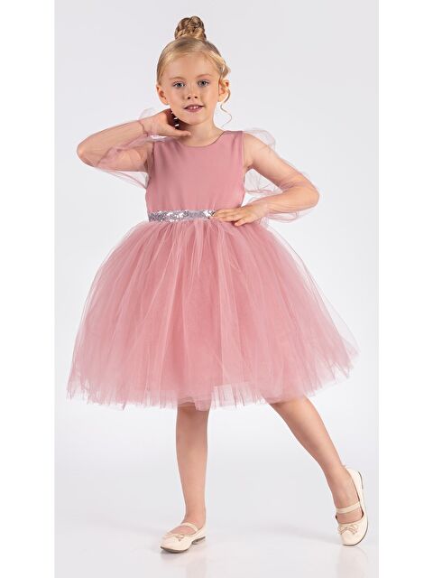 Mnk Baby & Kids Kanatlı Kız Çocuk Şifon Kol Abiye MNK0534 - S000389124-20024