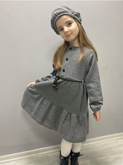 Mnk Baby & Kids Kaşe Kumaş Şapkalı Kız Çocuk Elbise MNK0559 - S000398157-20600