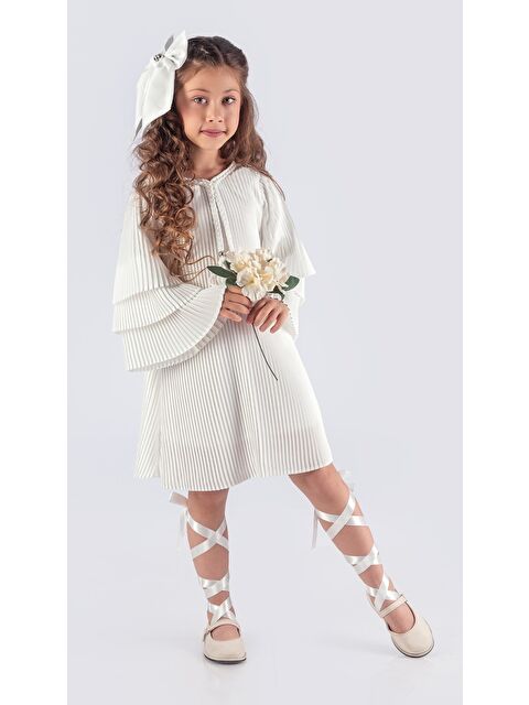 Mnk Baby & Kids Kız Çocuk Krep Plise Elbise MNK0595 - S000398161-20063