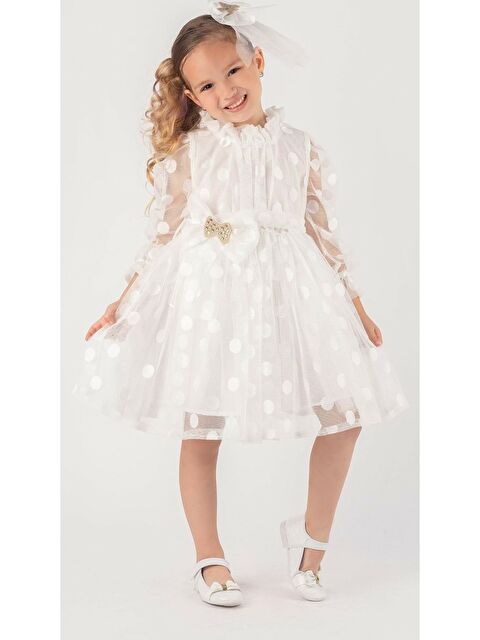 Mnk Baby & Kids İri Puanlı Dantel Kız Çocuk Elbise - S000398165-20063