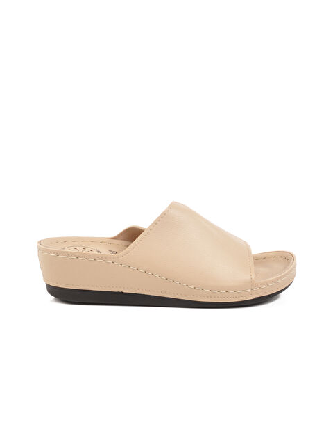 Ayakmod Bej Anatomik Dolgu Topuk Kadın Terlik 15.069 Z - S000410374-19927