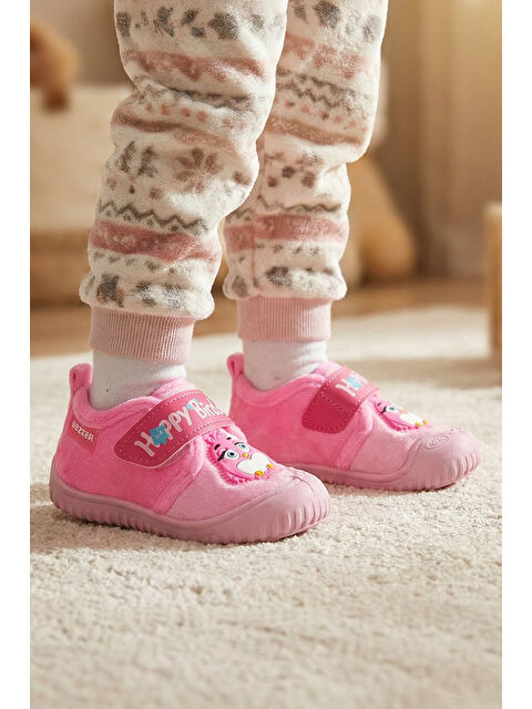 Gezer Kışlık Cırtlı Ayarlanabilir Rahat Taban Happy Birds Bebe Kız Panduf Ayakkabı