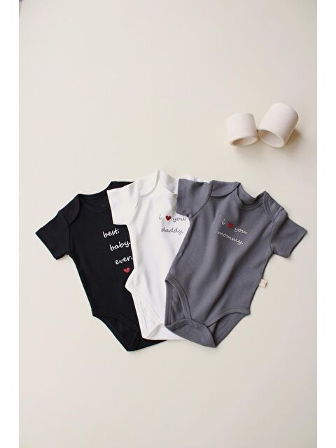 Oh La La Koala For Little Ones 3lü Nakışlı Kısa Kollu Çıt Çıtlı Body Zıbın Model 7