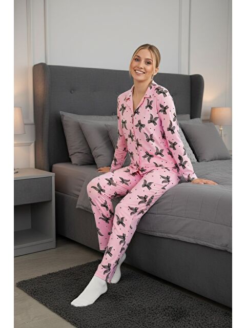 Fullamoda Çizgili Süet Pijama Takımı - S000455069-20024