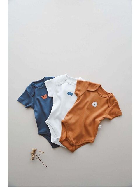 Oh La La Koala For Little Ones 3lü Nakışlı Çıt Çıtlı Kısa Kollu Body Zıbın Model 4