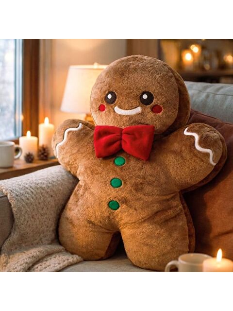 Evidea Soft Kurabiye Adam Figürlü Yastık - Kahverengi - 60 cm - S000480061-19413