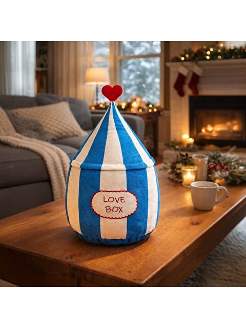 Evidea Soft Lovebox Figürlü Yastık - Beyaz / Mavi - 20x37 cm - S000480065-37234