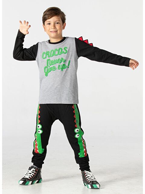 Casabony Crocos Siyah Erkek Çocuk Pantolon+Tişört Takım - S000072950-37287