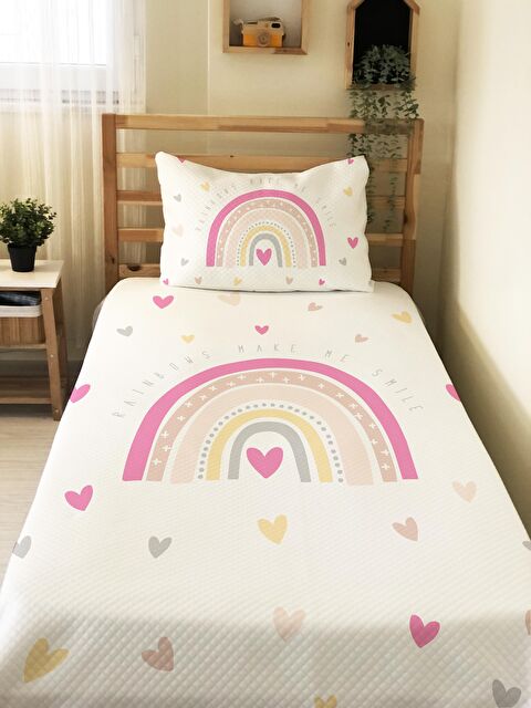 Evmila Pembe  Desen Tek Kişilik Çocuk Pike Takımı - S000015916-23173