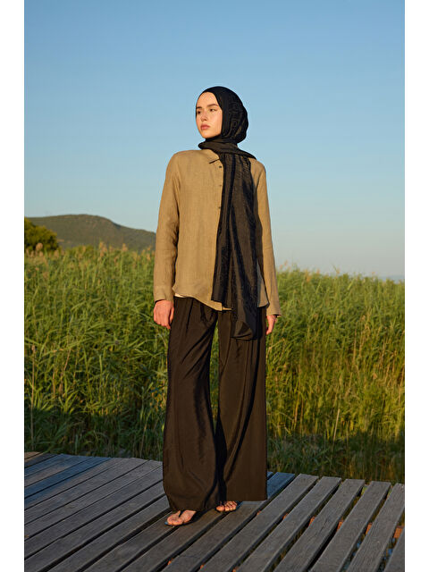 QEF İpek Jakar Monogram Şal Siyah - S000401614-19351